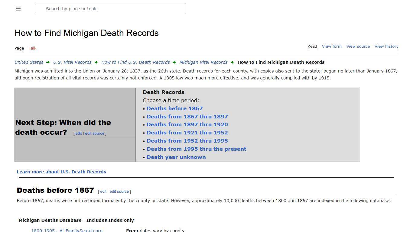 How to Find Michigan Death Records • FamilySearch