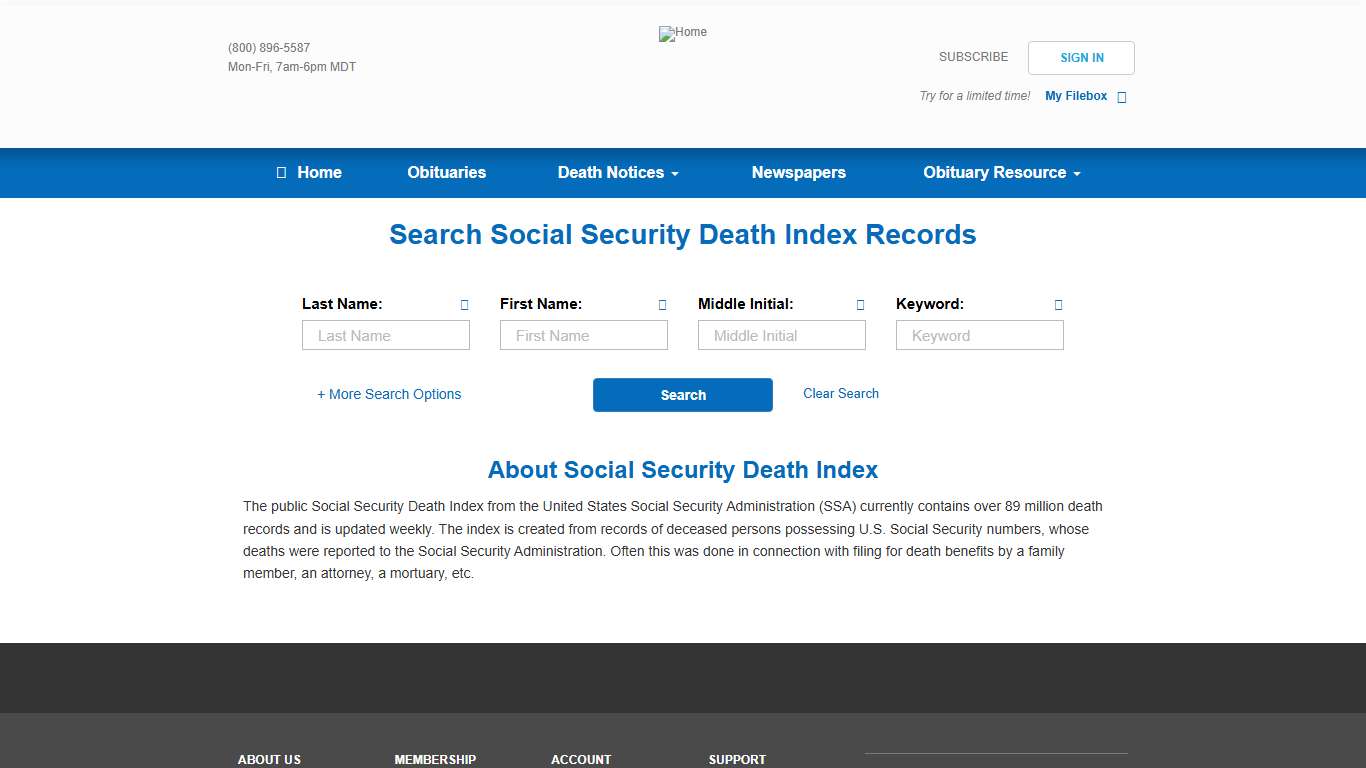 Social Security Death Index Free Online | ObitsArchive